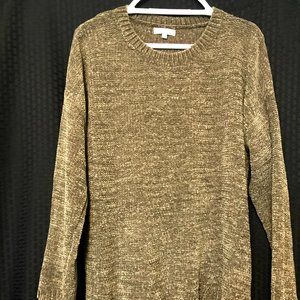 Army green distressed chenille sweater
